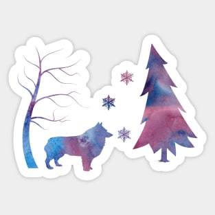 Schipperke Winter Art Snowflakes Sticker